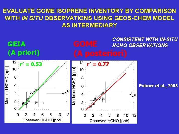 EVALUATE GOME ISOPRENE INVENTORY BY COMPARISON WITH IN SITU OBSERVATIONS USING GEOS-CHEM MODEL AS