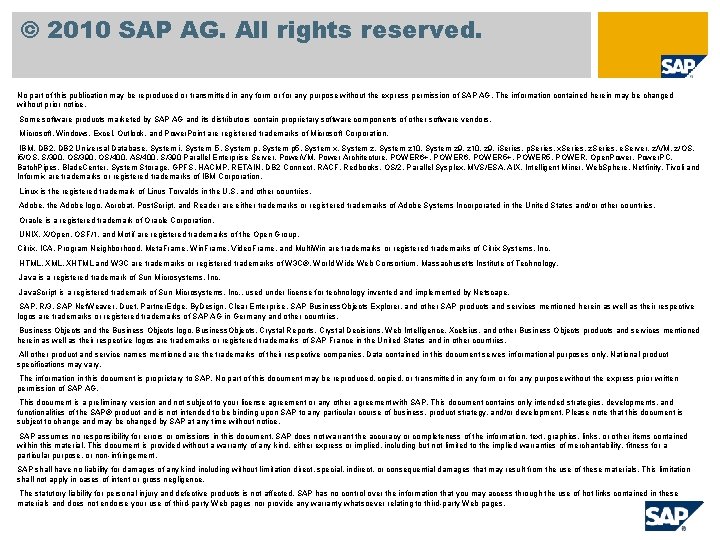 © 2010 SAP AG. All rights reserved. No part of this publication may be