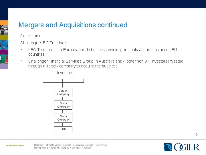 Mergers and Acquisitions continued Case studies: Challenger/LBC Terminals • LBC Terminals is a European