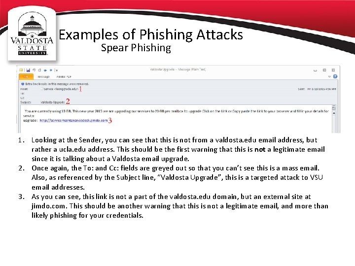 Examples of Phishing Attacks Spear Phishing 1. Looking at the Sender, you can see