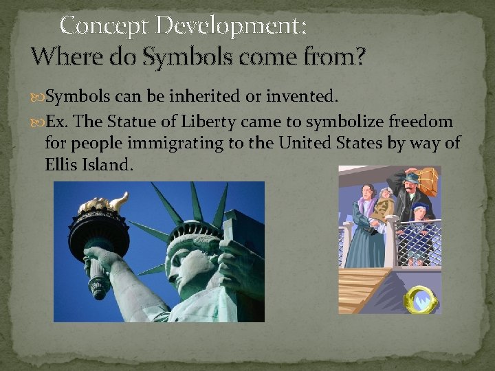 Concept Development: Where do Symbols come from? Symbols can be inherited or invented. Ex.