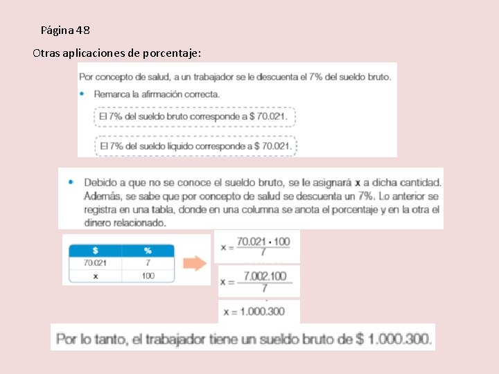 Página 48 Otras aplicaciones de porcentaje: 