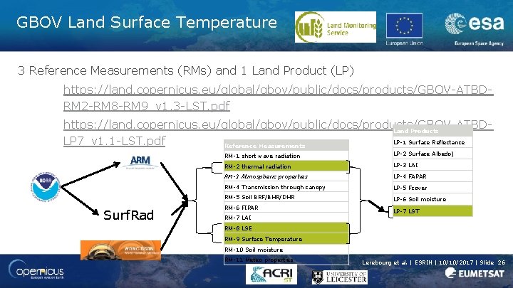 GBOV Land Surface Temperature 3 Reference Measurements (RMs) and 1 Land Product (LP) https: