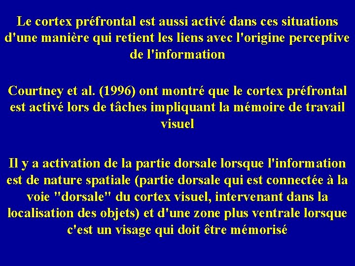 Le cortex préfrontal est aussi activé dans ces situations d'une manière qui retient les