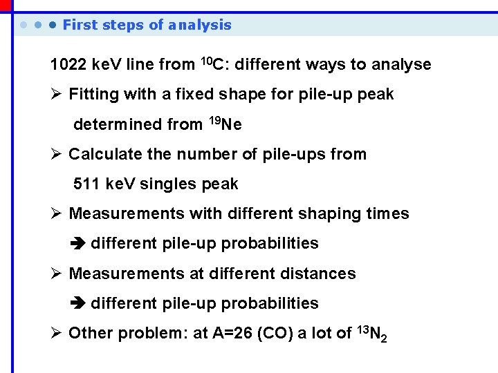  • • • First steps of analysis 1022 ke. V line from 10