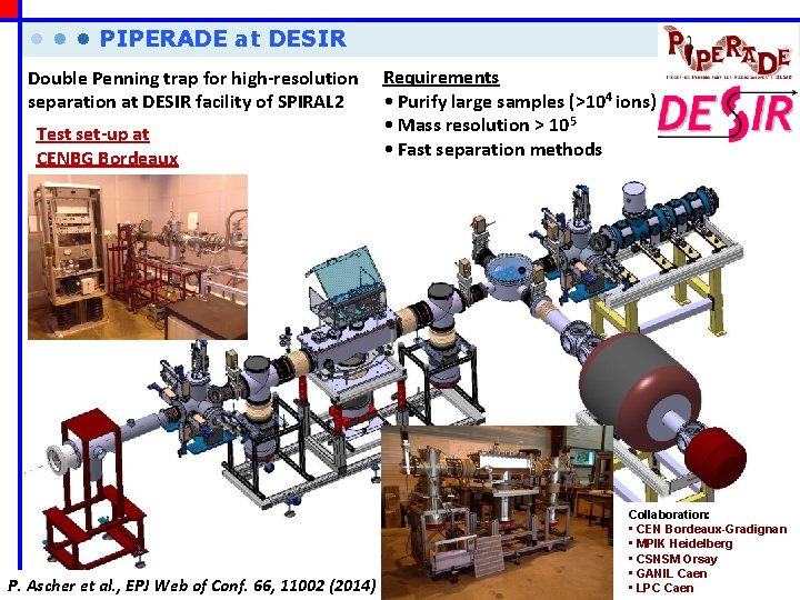  • • • PIPERADE at DESIR Double Penning trap for high-resolution Requirements •