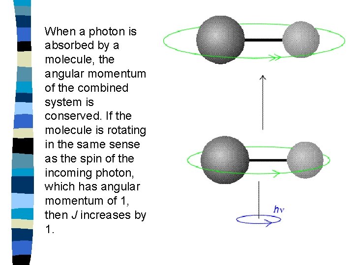 When a photon is absorbed by a molecule, the angular momentum of the combined