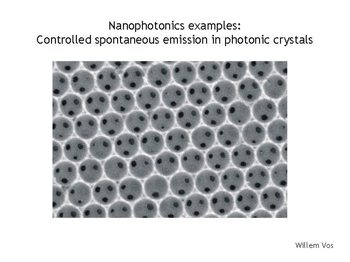 Nanophotonics examples: Controlled spontaneous emission in photonic crystals Willem Vos 