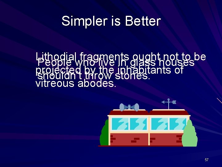 Simpler is Better Lithodial fragments ought not to be People who live in glass