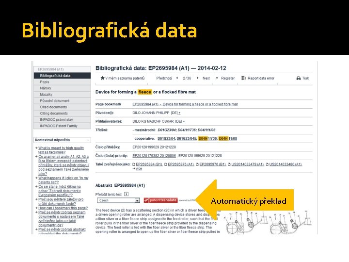 Bibliografická data Automatický překlad 