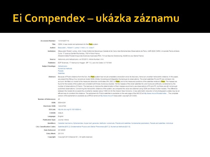 Ei Compendex – ukázka záznamu 