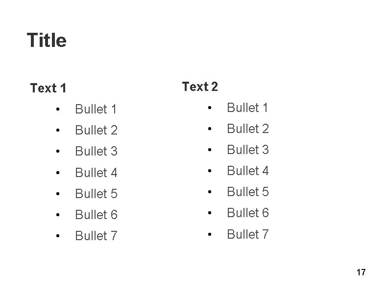 Title Text 2 Text 1 • Bullet 2 • Bullet 3 • Bullet 4