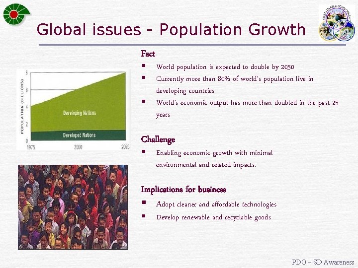 Global issues - Population Growth Fact § § § World population is expected to