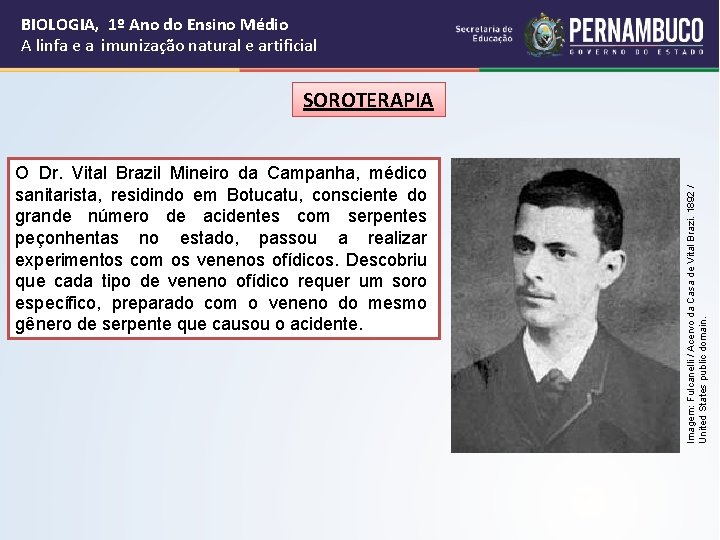 BIOLOGIA, 1º Ano do Ensino Médio A linfa e a imunização natural e artificial