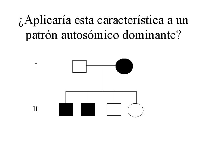 ¿Aplicaría esta característica a un patrón autosómico dominante? I II 