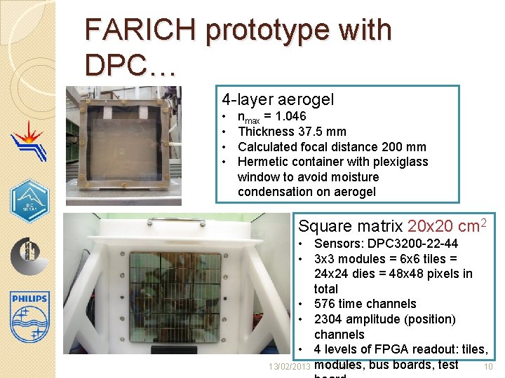 FARICH prototype with DPC… 4 -layer aerogel • • nmax = 1. 046 Thickness