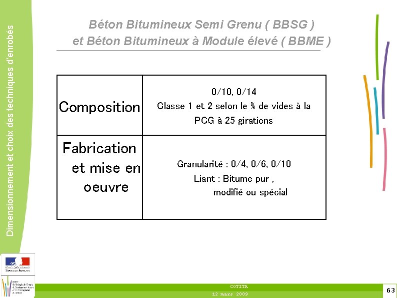 Dimensionnement et choix des techniques d’enrobés Béton Bitumineux Semi Grenu ( BBSG ) et
