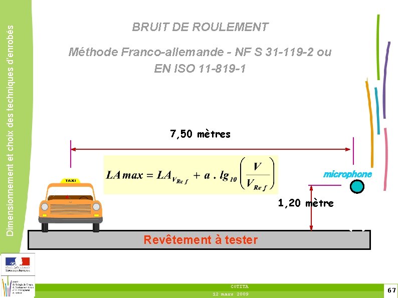 Dimensionnement et choix des techniques d’enrobés BRUIT DE ROULEMENT Méthode Franco-allemande - NF S