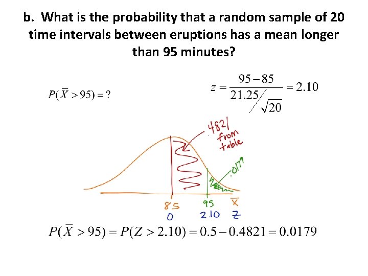 b. What is the probability that a random sample of 20 time intervals between