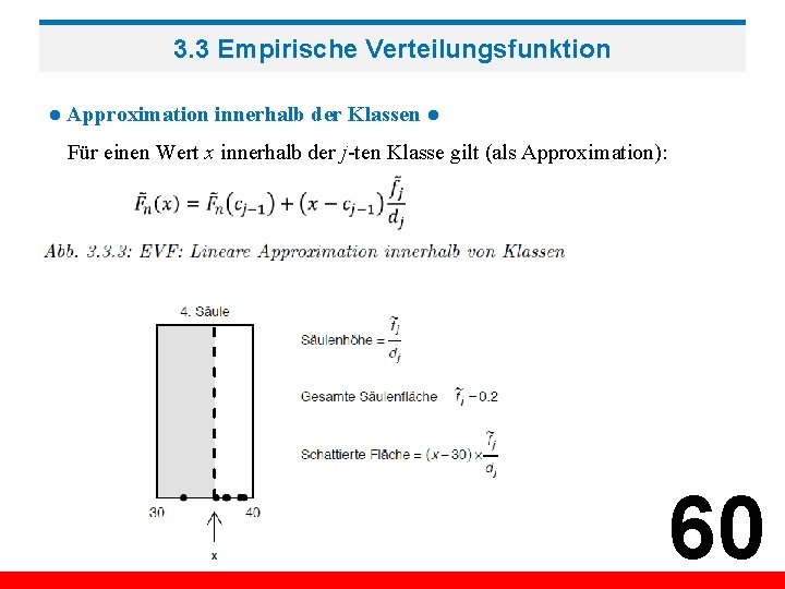 3. 3 Empirische Verteilungsfunktion ● Approximation innerhalb der Klassen ● Für einen Wert x