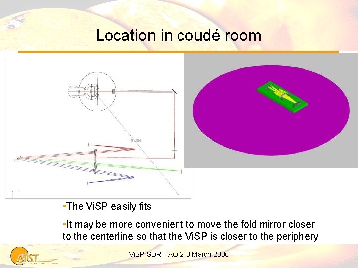 Location in coudé room • The Vi. SP easily fits • It may be