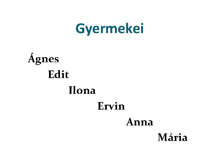 Gyermekei Ágnes Edit Ilona Ervin Anna Mária 