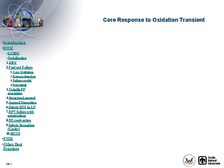 Core Response to Oxidation Transient • Introduction • BWR –LTSBO –Nodalization 1. S/RV 2.