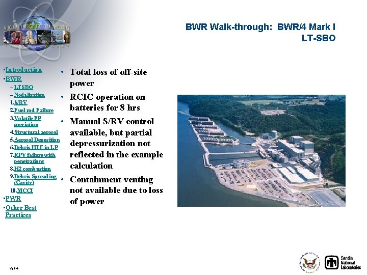 BWR Walk-through: BWR/4 Mark I LT-SBO • Introduction • BWR • Total loss of