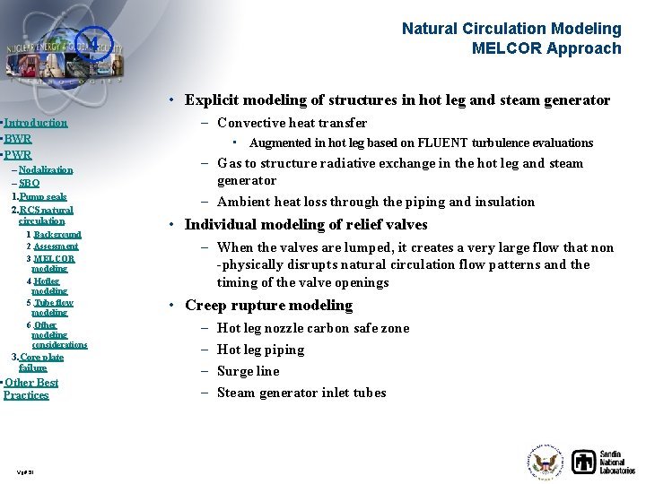 Natural Circulation Modeling MELCOR Approach 4 • Explicit modeling of structures in hot leg