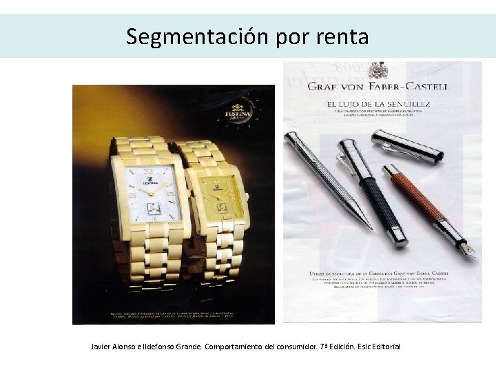 Segmentación por renta Javier Alonso e Ildefonso Grande. Comportamiento del consumidor. 7ª Edición. Esic