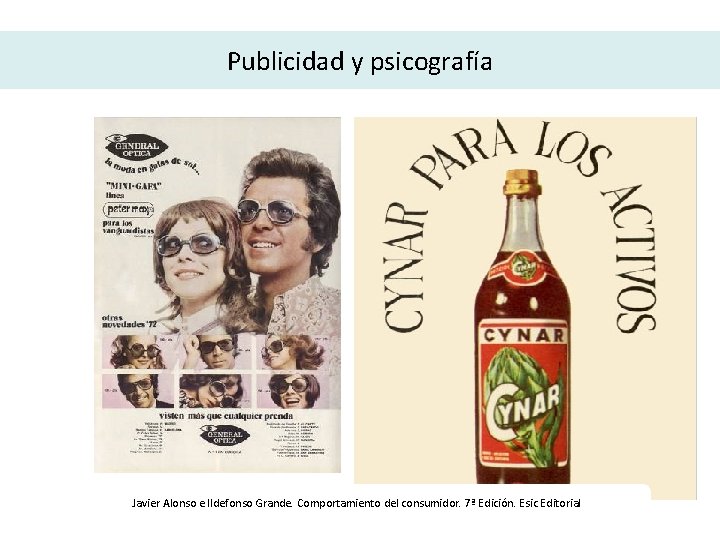 Publicidad y psicografía Javier Alonso e Ildefonso Grande. Comportamiento del consumidor. 7ª Edición. Esic