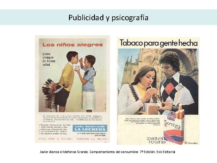 Publicidad y psicografía Javier Alonso e Ildefonso Grande. Comportamiento del consumidor. 7ª Edición. Esic