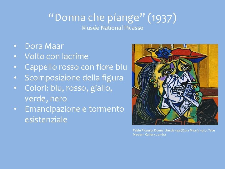 “Donna che piange” (1937) Musée National Picasso Dora Maar Volto con lacrime Cappello rosso