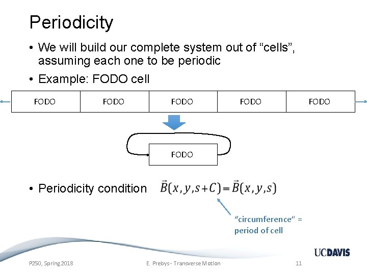 Periodicity • We will build our complete system out of “cells”, assuming each one