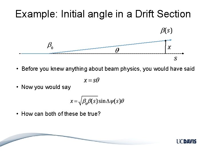 Example: Initial angle in a Drift Section • Before you knew anything about beam