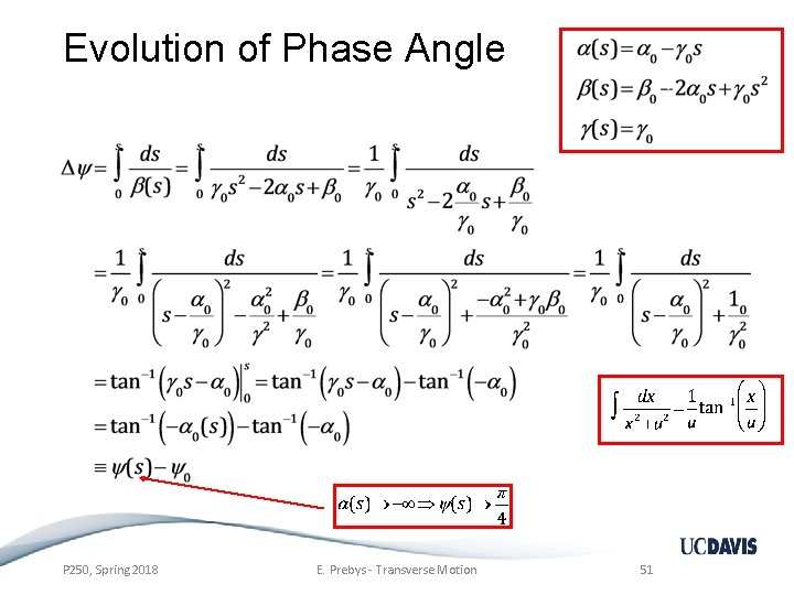 Evolution of Phase Angle v P 250, Spring 2018 E. Prebys - Transverse Motion