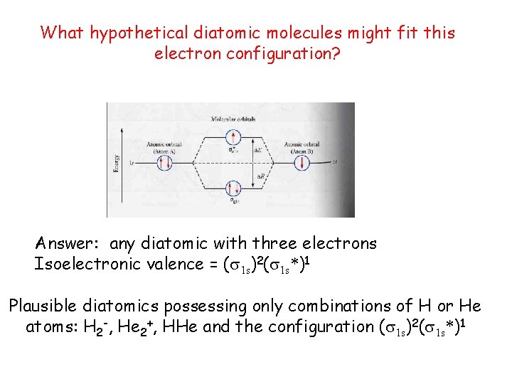 What hypothetical diatomic molecules might fit this electron configuration? Answer: any diatomic with three
