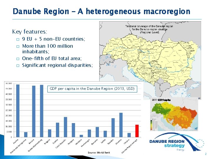 Danube Region – A heterogeneous macroregion Key features: � � 9 EU + 5