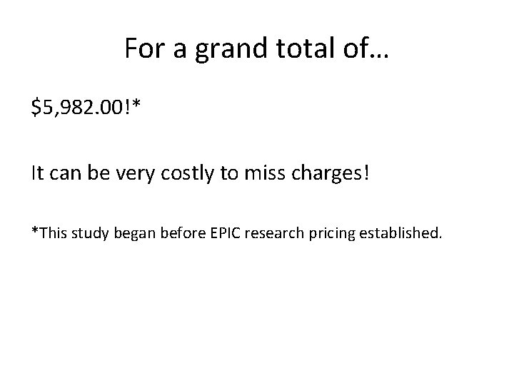 For a grand total of… $5, 982. 00!* It can be very costly to