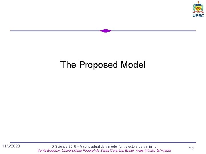 The Proposed Model 11/6/2020 GIScience 2010 – A conceptual data model for trajectory data