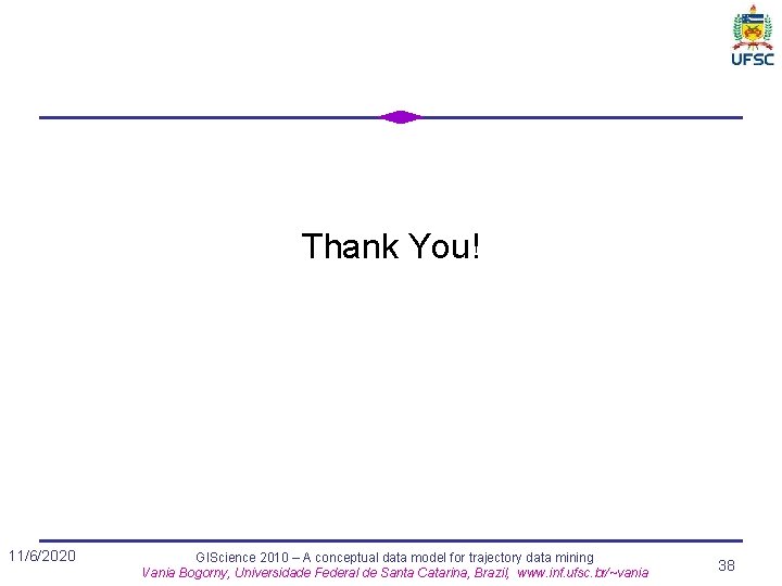 Thank You! 11/6/2020 GIScience 2010 – A conceptual data model for trajectory data mining