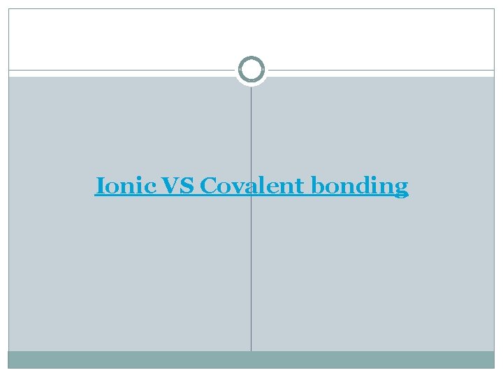Ionic VS Covalent bonding 