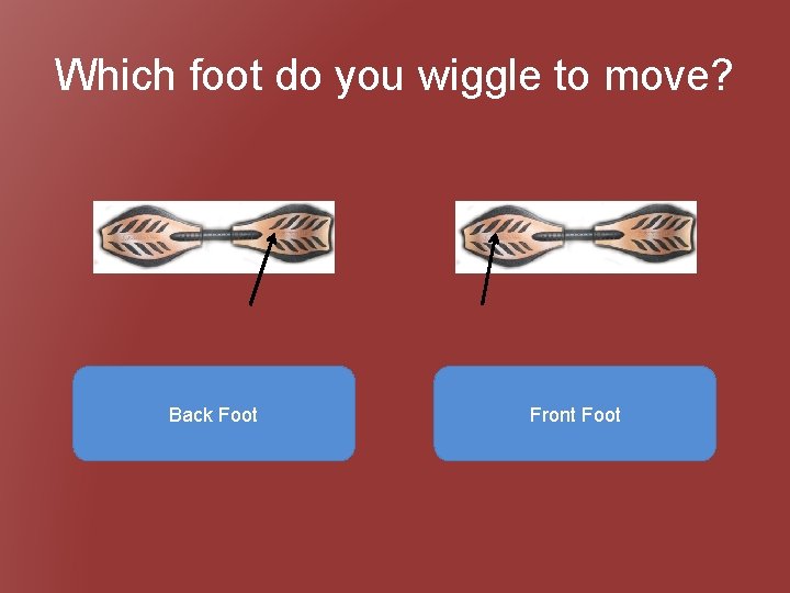 Which foot do you wiggle to move? Back Foot Front Foot 