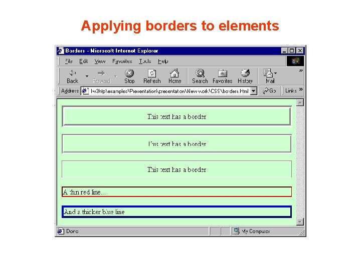 Applying borders to elements 