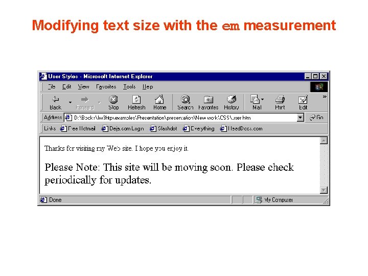 Modifying text size with the em measurement 
