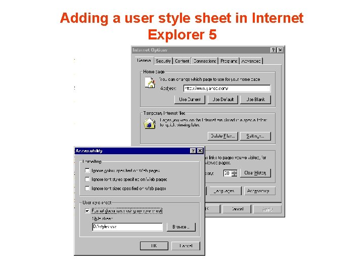 Adding a user style sheet in Internet Explorer 5 