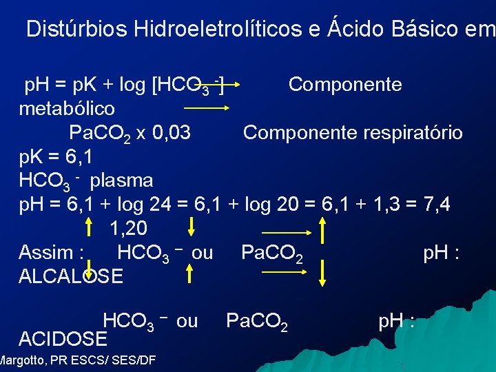 Distúrbios Hidroeletrolíticos e Ácido Básico em p. H = p. K + log [HCO