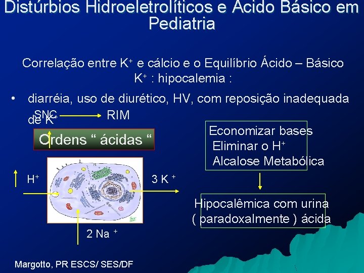 Distúrbios Hidroeletrolíticos e Ácido Básico em Pediatria Correlação entre K+ e cálcio e o