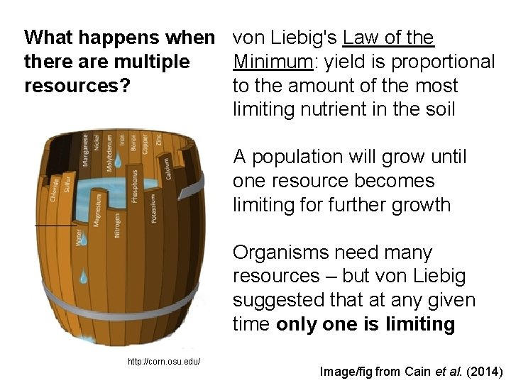 What happens when von Liebig's Law of there are multiple Minimum: yield is proportional