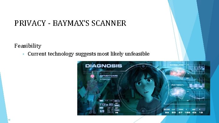 PRIVACY - BAYMAX’S SCANNER Feasibility • 13 Current technology suggests most likely unfeasible 